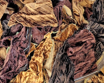 crushed velvet fabric scraps - various bronze brown shades  - high quality - vibrant shades of colors - manufacturer remnants