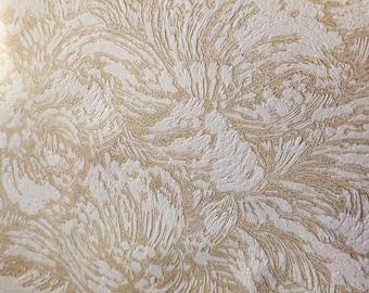 Vintage MCM Wallpaper Beige Cream Tan Textured Monochromatic Print with a Subtle Glitter Finish by Yard or Roll