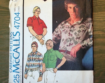 Vintage 1975 McCall's Men's Shirt Pattern #4704 - UNCUT Pattern