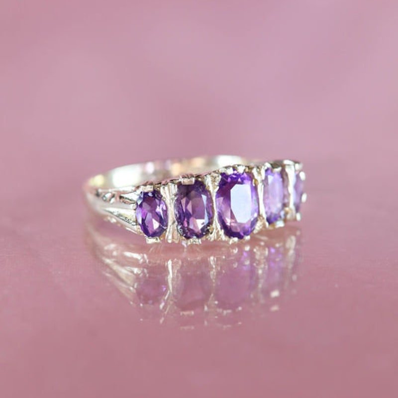 Amethyst Three-Sided Eternity Ring