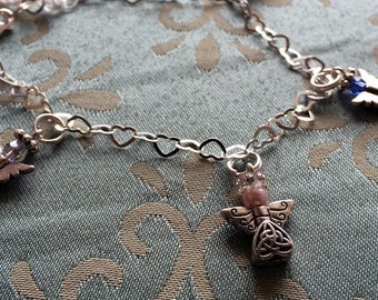 Braccialetto con ciondolo angelo custode My Cherished AngelsTM fatto a mano con ciondolo con pietra portafortuna