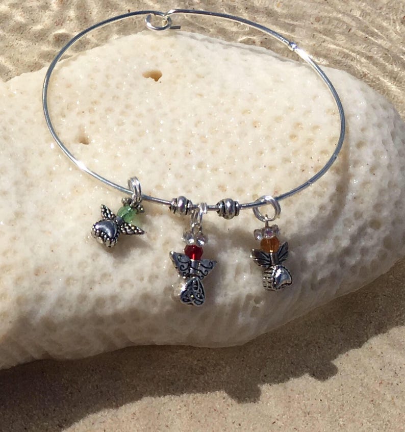 Handmade Guardian Angel My Cherished AngelsTM Charm Bracelet with Birthstone Charm image 1