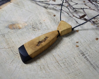 wooden necklace, pendant - natural wooden jewelery