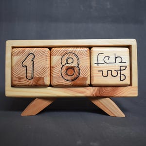 perptual wooden calendar made of spalted poplar wood