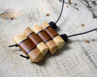 wooden necklace, pendant - natural wooden jewelery
