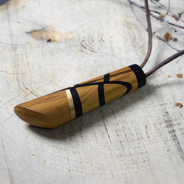 wooden necklace, pendant - natural wooden jewelery