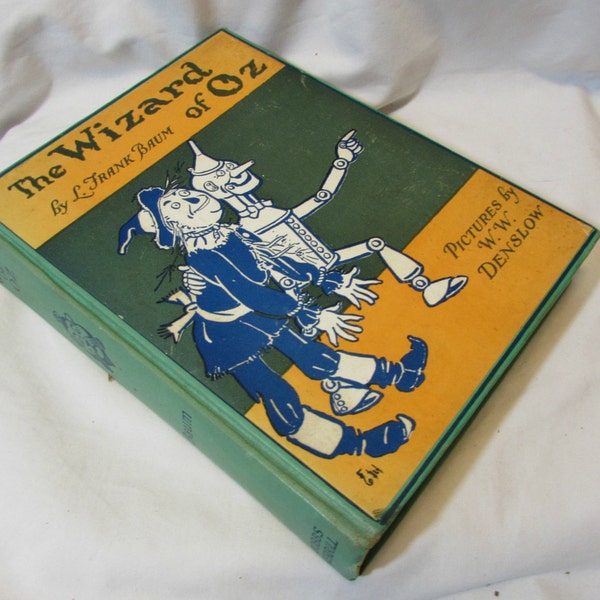 Vintage Book, The Wizard of Oz, L. Frank Baum, Bobbs-Merrill Co.1903, 1935 Edition, Nine Color Plates