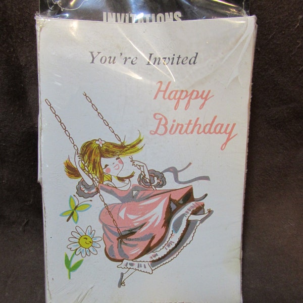Birthday Party Invitations, Vintage, Girl, 1950's
