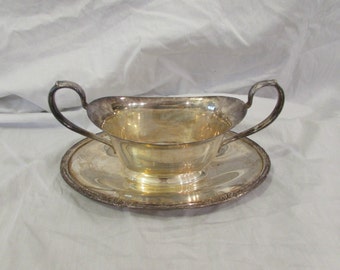 Gravy Boat, Silver Plate, Double-handled, International Silver, 1960's