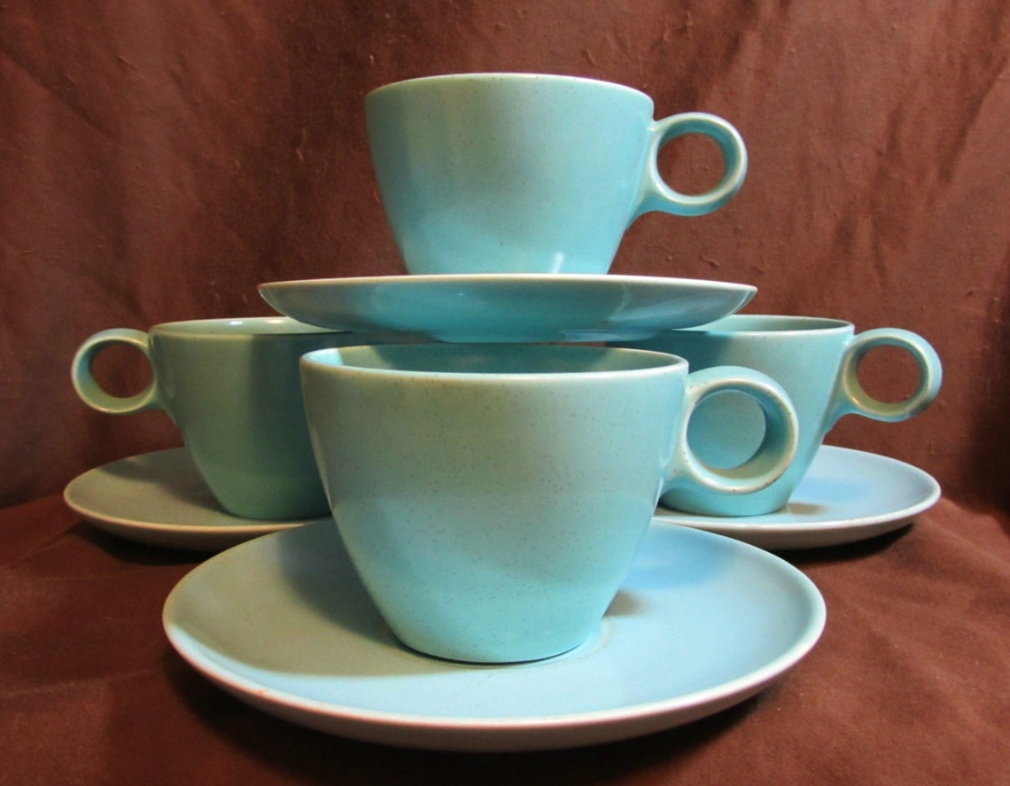 Robins Egg Blue/Turquoise Teacups & Saucers Four Sets Etsy