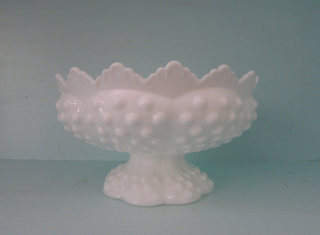 Fenton Milk Glass Hobnail Candle Holder Etsy