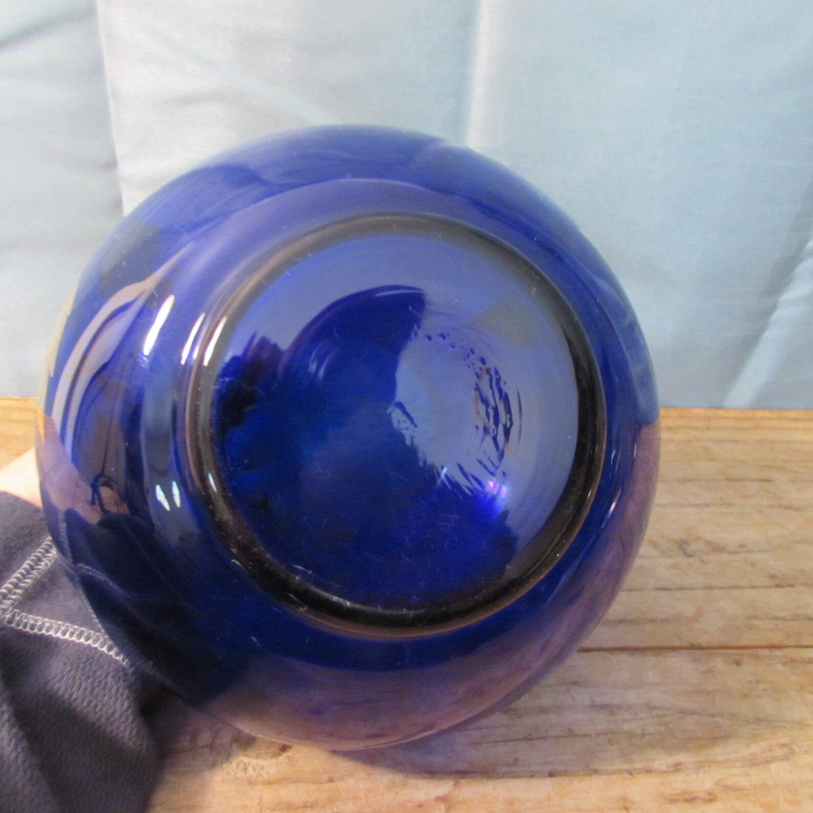 VintageVase Cobalt Blue Glass Globe Shaped Hand Blown | Etsy