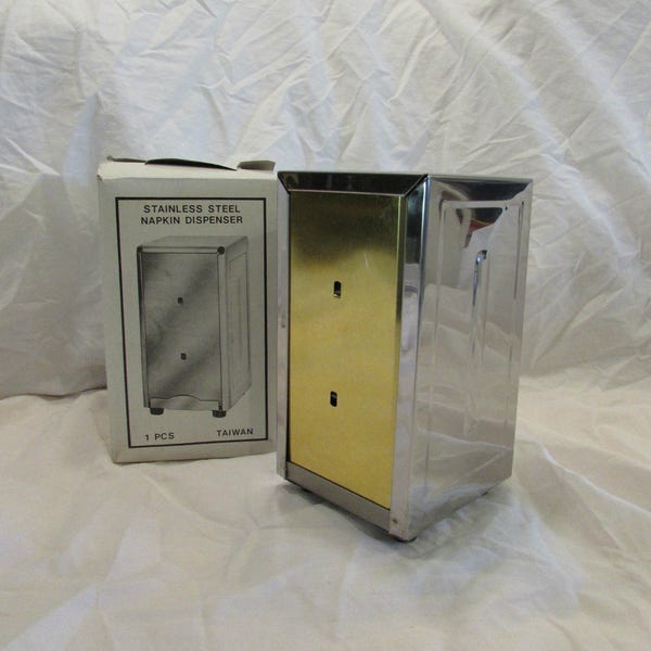 Napkin Dispenser, Stainless Steel, Diner or Restaurant Style, Original Box, Taiwan or Hong Kong
