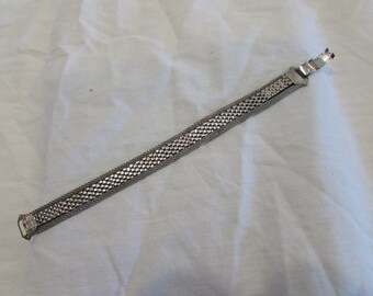 Bracelet, Belt Style, Mesh, Fold Over Clasp, Vintage, Stainless Steel, 1960's or 1970's, SHIPS FREE!