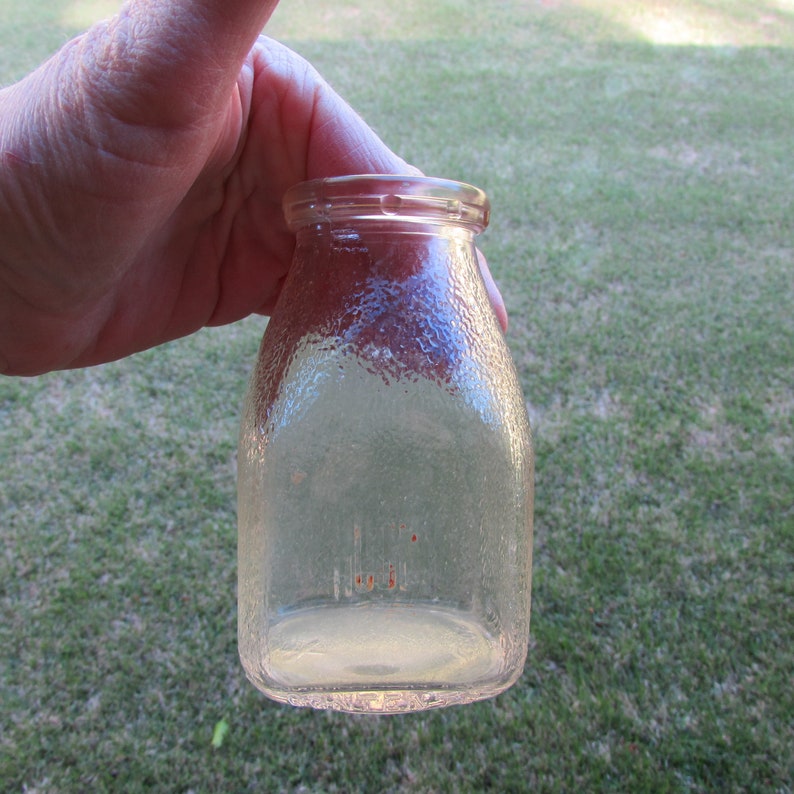 Vintage Half Pint Milk/Cream Bottle, HOODS, Clear Glass, Textured, Mid Century image 1