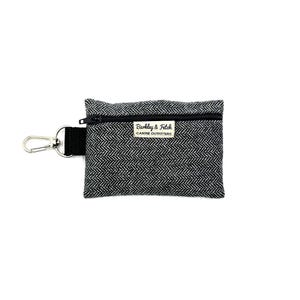 Grey Herringbone Poo Bag Holder