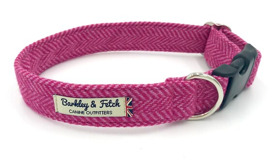 Pink Herringbone Dog Collar