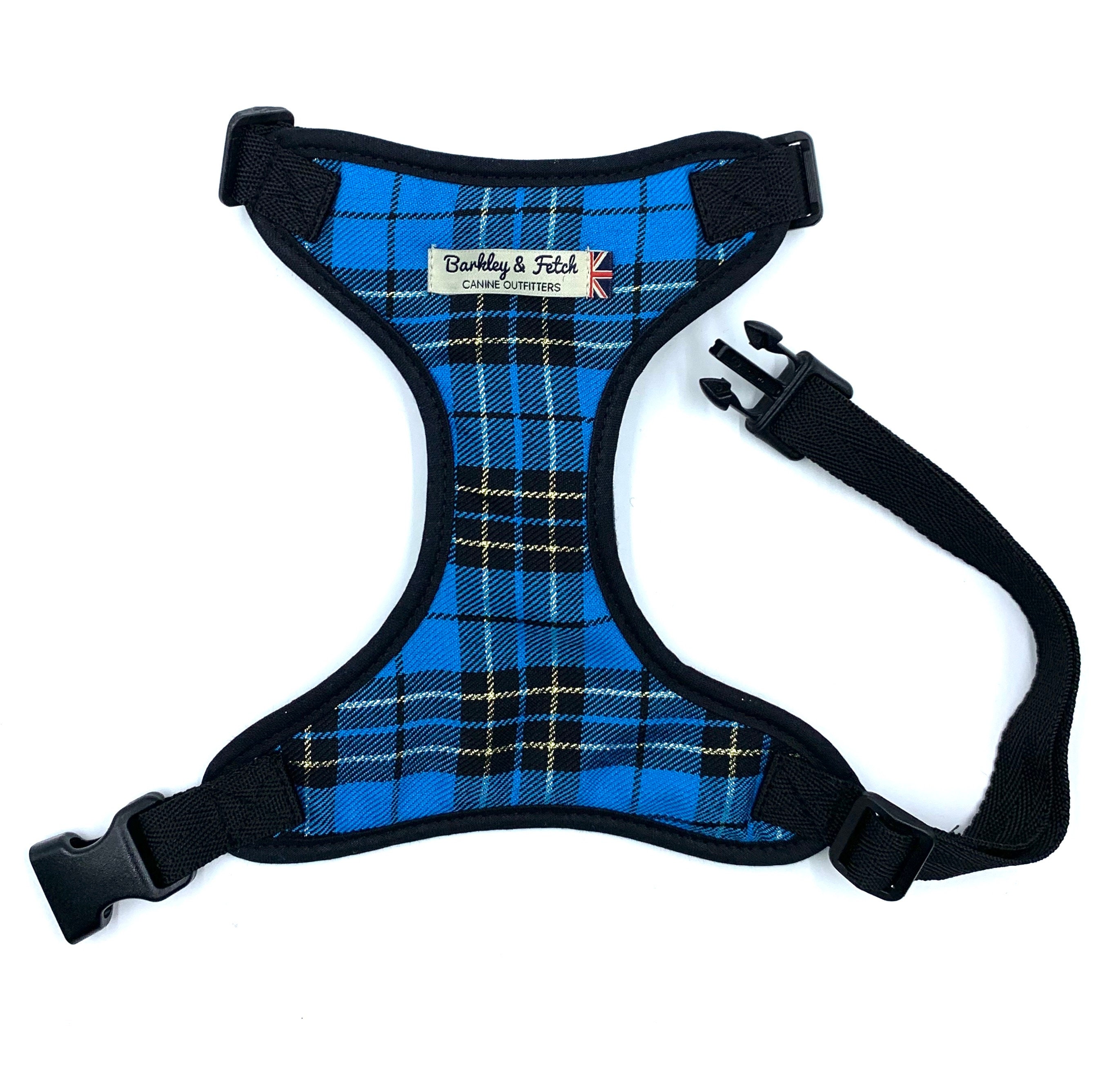 Turquoise/Gold Lurex Tartan Dog Harness Etsy