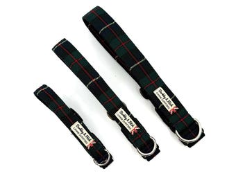Collier pour chien tartan check vert/marine