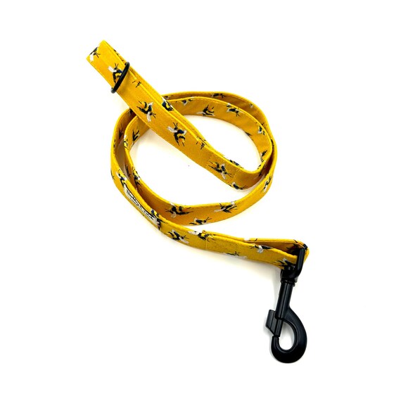Bee Print Dog Lead-Yellow