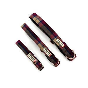 Wine Tartan Dog Collar
