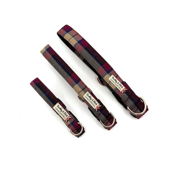 Wein Tartan Hundehalsband