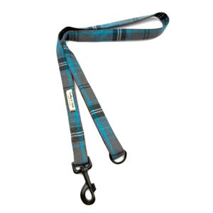 Turquoise and Grey Tartan Dog Lead