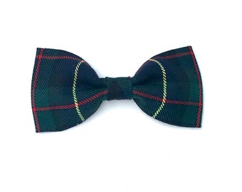 Green/Navy Tartan Check Dog Bowtie