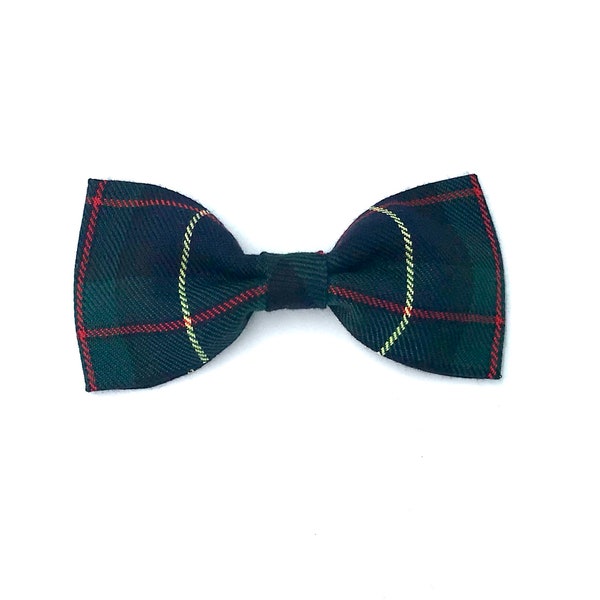 Green/Navy Tartan Check Dog Bowtie