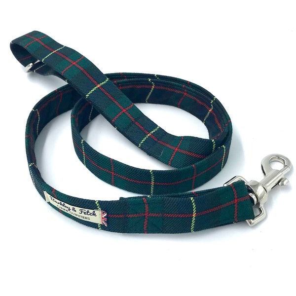 Green/Navy Tartan Dog Lead