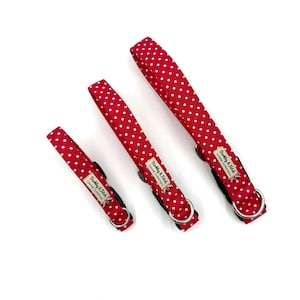 Red and white spot print Dog Collar