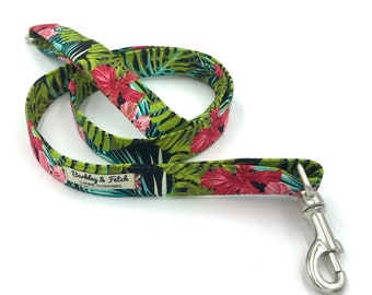 Green Tropical Print Dog Lead