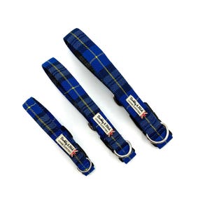 Royal Blue Tartan Check Dog Collar