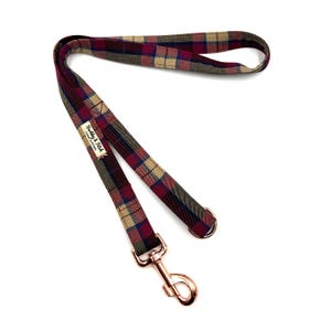 Wine Tartan Dog Lead
