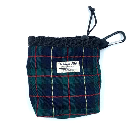 Green/Navy Tartan Treat Bag with clip