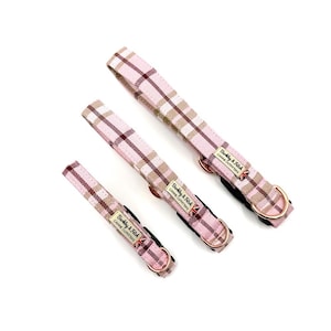 Pale Pink Tartan Check Dog Collar