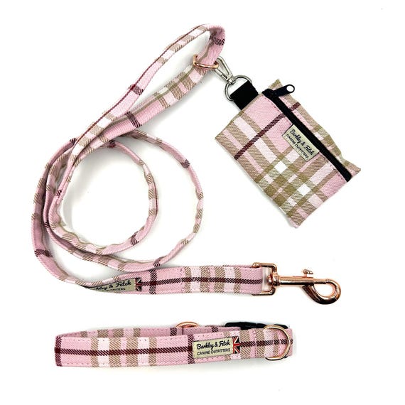 Pale Pink Tartan Poo Bag Holder