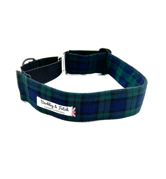 Martingale Collar in Black Watch Tartan 1", 1.5" and 2"