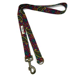 Cherry Paisley Corduroy Dog Lead