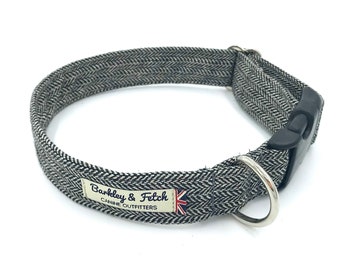 Grey Herringbone Dog Collar