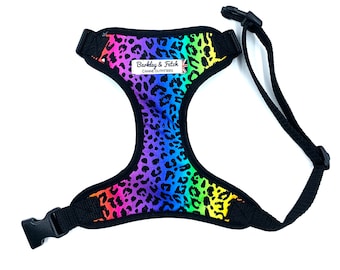 Rainbow Leopard Print Dog Harness