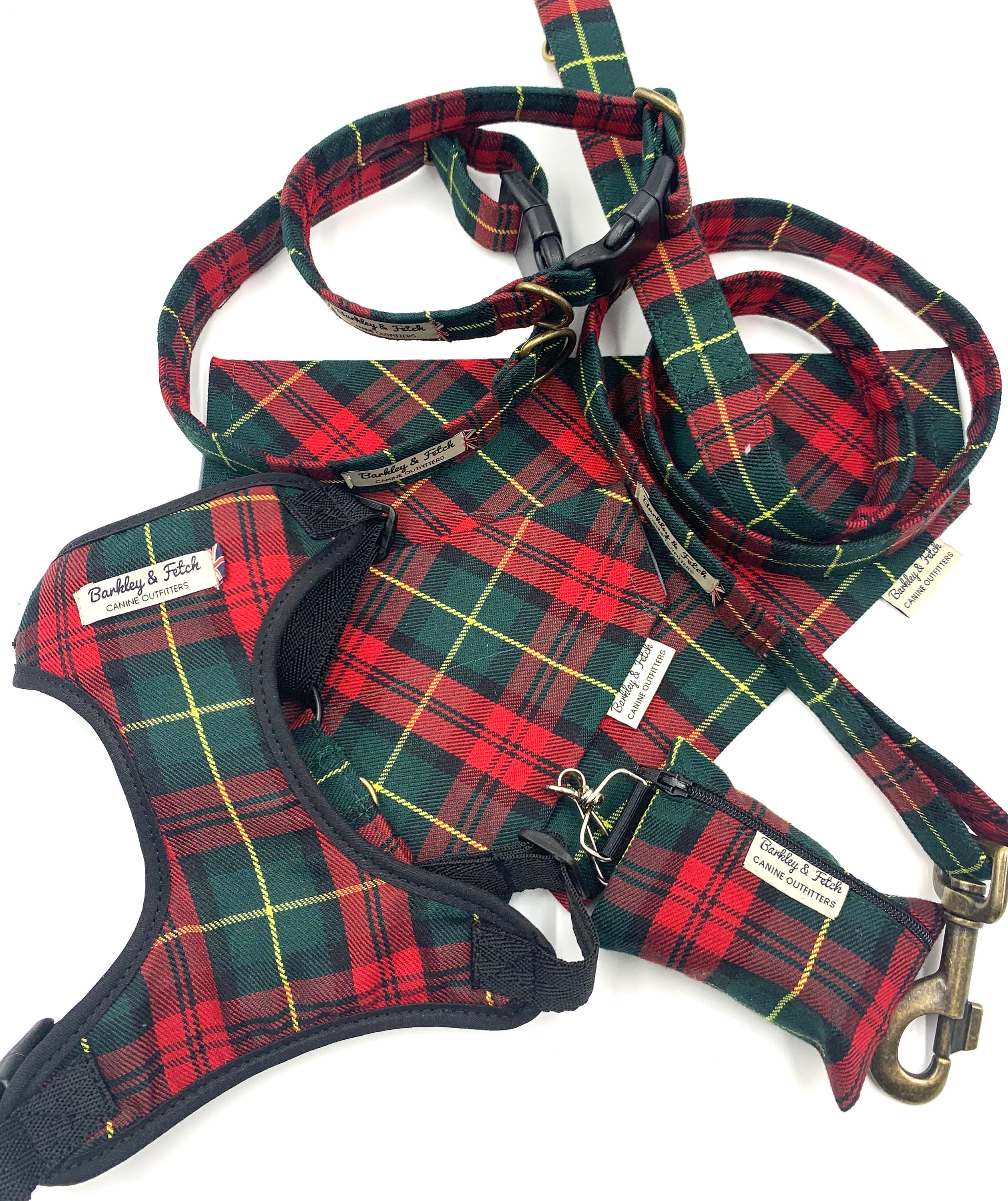 Red/green Tartan Dog Harness Etsy