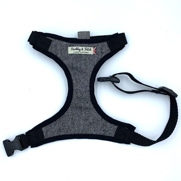 Grey Herringbone Dog Harness