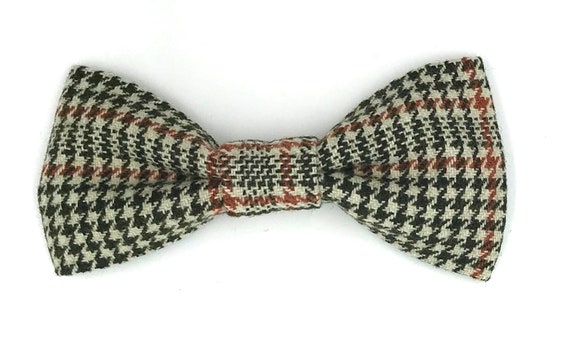 Vintage Wool Dogtooth Check Dog Bowtie