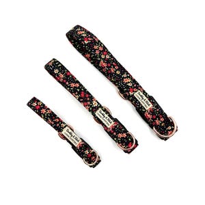 Black Ditsy Flower Print Dog Collar