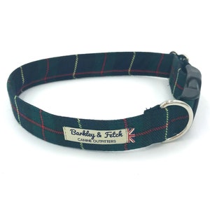 Green/Navy Tartan Check Dog Collar