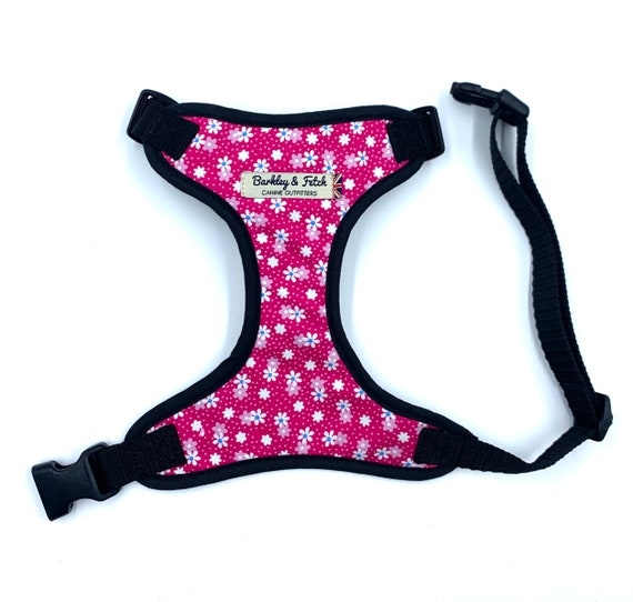 Hot Pink Floral Print Dog Harness