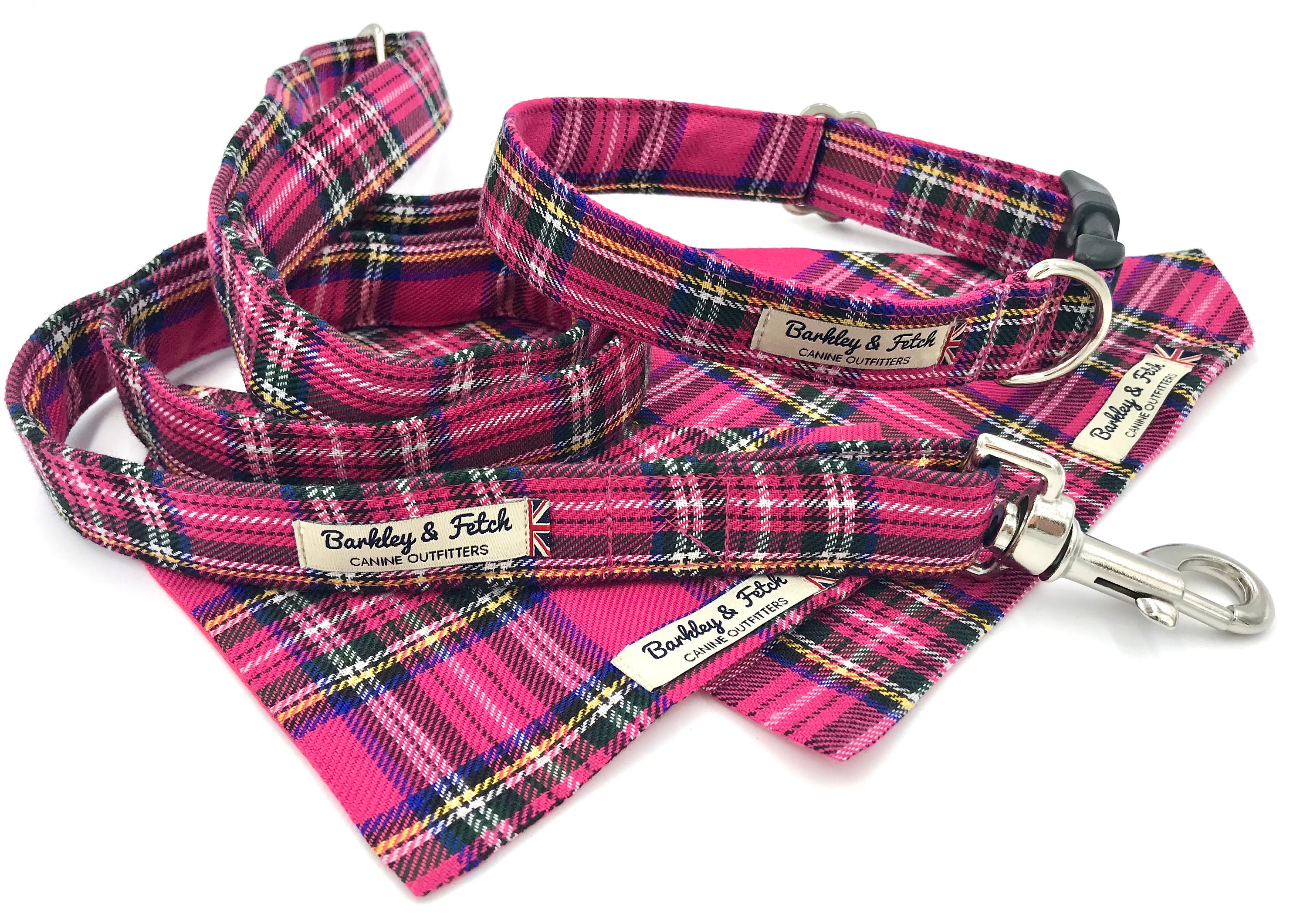 Bright Pink Tartan Poo Bag Holder