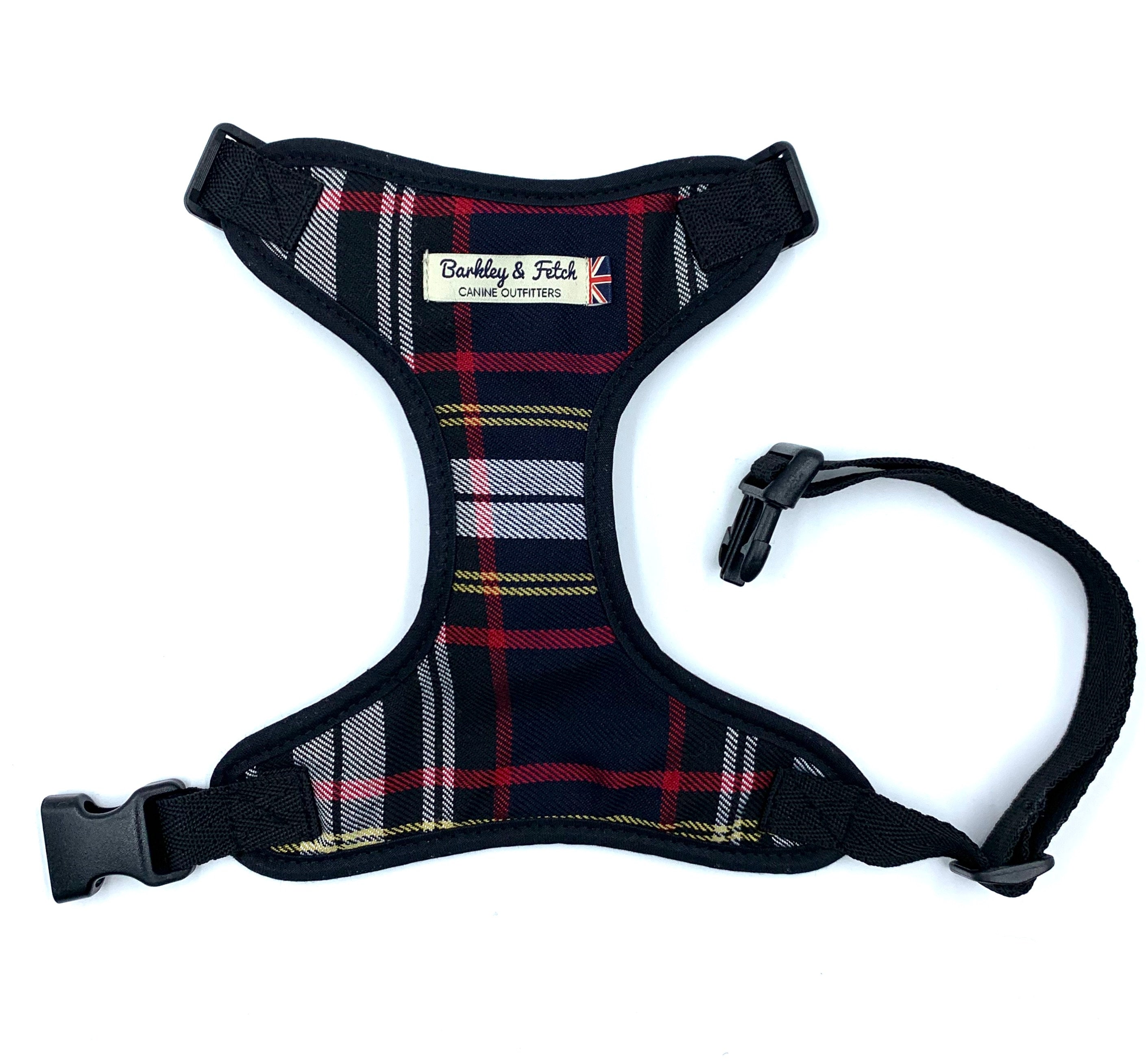 Navy/Black Tartan Dog Harness Etsy