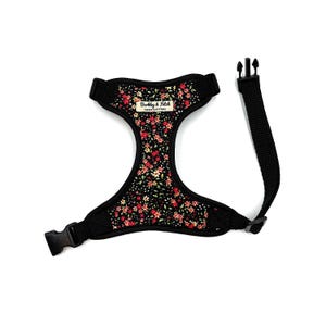 Black Ditsy Floral Dog Harness